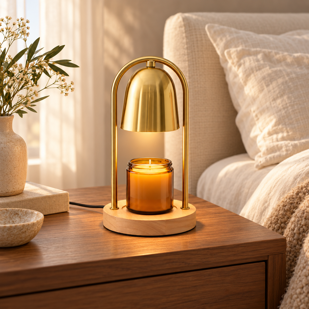 Celia candle warmer — cozy bedroom styling inspiration