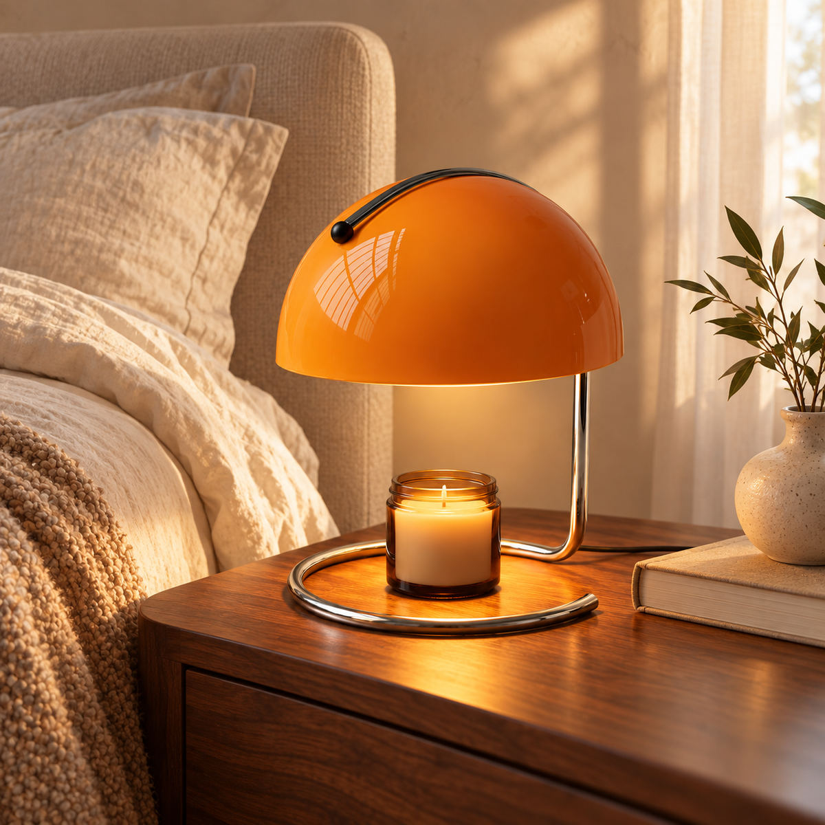 Solara candle warmer — cozy bedroom styling inspiration